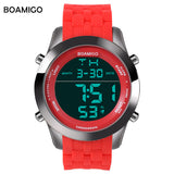 men sports watches men digital watches LED display rubber band watch BOAMIGO fashion brand red clock 30M waterproof wristwatches - one46.com.au