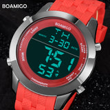 men sports watches men digital watches LED display rubber band watch BOAMIGO fashion brand red clock 30M waterproof wristwatches - one46.com.au