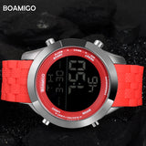 men sports watches men digital watches LED display rubber band watch BOAMIGO fashion brand red clock 30M waterproof wristwatches - one46.com.au