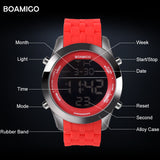 men sports watches men digital watches LED display rubber band watch BOAMIGO fashion brand red clock 30M waterproof wristwatches - one46.com.au