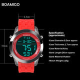 men sports watches men digital watches LED display rubber band watch BOAMIGO fashion brand red clock 30M waterproof wristwatches - one46.com.au