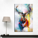 QKART Posters and Prints Canvas Painting Deer Wall Pictures for Living Room Decorative Pictures Home Decor Oil Painting - one46.com.au