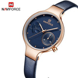 NAVIFORCE Women Fashion Blue Quartz Watch Lady Leather Watchband High Quality Casual Waterproof Wristwatch Gift for Wife 2019 - one46.com.au