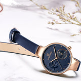 NAVIFORCE Women Fashion Blue Quartz Watch Lady Leather Watchband High Quality Casual Waterproof Wristwatch Gift for Wife 2019 - one46.com.au