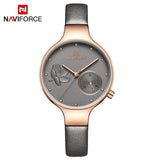 NAVIFORCE Women Fashion Blue Quartz Watch Lady Leather Watchband High Quality Casual Waterproof Wristwatch Gift for Wife 2019 - one46.com.au