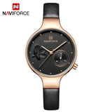 NAVIFORCE Women Fashion Blue Quartz Watch Lady Leather Watchband High Quality Casual Waterproof Wristwatch Gift for Wife 2019 - one46.com.au