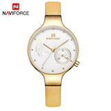 NAVIFORCE Women Fashion Blue Quartz Watch Lady Leather Watchband High Quality Casual Waterproof Wristwatch Gift for Wife 2019 - one46.com.au