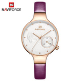 NAVIFORCE Women Fashion Blue Quartz Watch Lady Leather Watchband High Quality Casual Waterproof Wristwatch Gift for Wife 2019 - one46.com.au