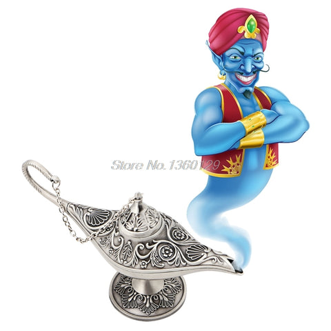 Silvery Legend Aladdin Magic Genie Light Wishing Oil Collectable Classic Lamp Nov18 Dropship - one46.com.au