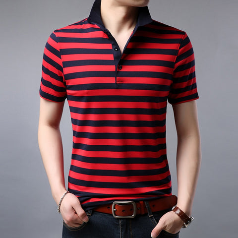2019 Fashion Brand Summer Polo Shirt Mens Top Grade Short Sleeve Slim Fit Striped Boyfriend Gift Poloshirt Casual Men Clothes - one46.com.au