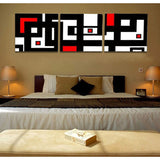 Unframed 3 Panel Abstract Picture White Red And Black Geometric Figure Wall Art Painting Print Canvas For Home Decoration - one46.com.au