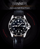 2018 WINNER popular brand men luxury automatic self wind watches creative case black dial male leather band Relogio masculino - one46.com.au