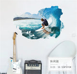 Surfing Wall Stickers For Kids Rooms bedroom living room background 3d Effect wall decals Art Living room Bedroom Home decor - one46.com.au