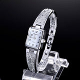 Women Vintage Luxury Gold + Silver Watches Elegant Quartz Fashion Rectangle Dial Watch Carved Pattern Bracelet Casual WristWatch - one46.com.au