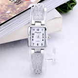 Women Vintage Luxury Gold + Silver Watches Elegant Quartz Fashion Rectangle Dial Watch Carved Pattern Bracelet Casual WristWatch - one46.com.au