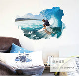Surfing Wall Stickers For Kids Rooms bedroom living room background 3d Effect wall decals Art Living room Bedroom Home decor - one46.com.au