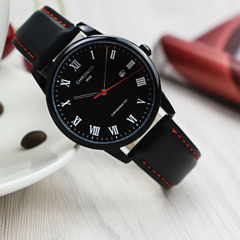 CHRONOS Brand 1898 Business Watch Men Watch Genuine Leather Men's Watch Auto Date Watches Clock relogio masculino reloj hombre - one46.com.au