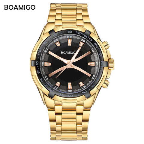 BOAMIGO brand men quartz watch luxury male dress fashion sport watches gold stainless steel gift wristwatches  relogio masculino - one46.com.au