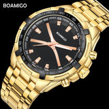 BOAMIGO brand men quartz watch luxury male dress fashion sport watches gold stainless steel gift wristwatches  relogio masculino - one46.com.au