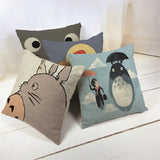 Cartoon  Style Cushion  Case  Home Decorative Pillow Case Totoro Printed Throw Pillow Car Home Decor Linen Cotton Cushion Cover - one46.com.au