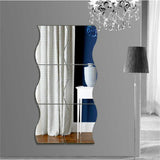 New 6 pcs Waves Shape Self-adhesive Tile 3D Mirror Wall Stickers Decal Room Decorations Modern Mirror Tiles Stickers Hot Sale - one46.com.au