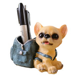 Happy Puppy Dog Pen Holders Kids Toy Resin Crafts Pencil Vase Figurine for Students Gift Home Decoration Accessories Supplies - one46.com.au