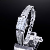 Women Vintage Luxury Gold + Silver Watches Elegant Quartz Fashion Rectangle Dial Watch Carved Pattern Bracelet Casual WristWatch - one46.com.au