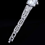 Women Vintage Luxury Gold + Silver Watches Elegant Quartz Fashion Rectangle Dial Watch Carved Pattern Bracelet Casual WristWatch - one46.com.au