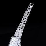 Women Vintage Luxury Gold + Silver Watches Elegant Quartz Fashion Rectangle Dial Watch Carved Pattern Bracelet Casual WristWatch - one46.com.au