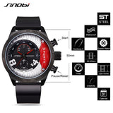 SINOBI Top Brand Chronograph Sports Watches Waterproof Military Watch Men Watch Leather Fashion Watches saat relogio masculino - one46.com.au