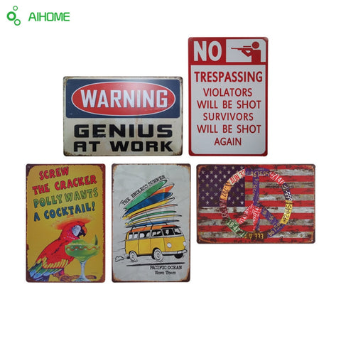 AIHOME Warning Metal Tin Signs Signage Home Decor Wall Art Painting Plaque Vintage Decorative Metal Sign Home Decor Poster - one46.com.au