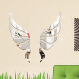 Acrylic Mirror 3D Wall Stickers Angel Wings Wall Sticker Decal DIY Art Home Decoration Stickers for Bedroom Living Room - one46.com.au