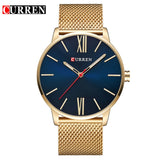 CURREN Luxury Brand Quartz Watch Men's Black Casual Business Stainless Steel Mesh band Quartz-Watch Fashion Thin Clock male - one46.com.au