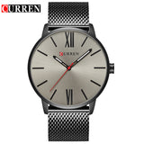 CURREN Luxury Brand Quartz Watch Men's Black Casual Business Stainless Steel Mesh band Quartz-Watch Fashion Thin Clock male - one46.com.au