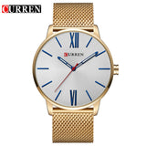 CURREN Luxury Brand Quartz Watch Men's Black Casual Business Stainless Steel Mesh band Quartz-Watch Fashion Thin Clock male - one46.com.au