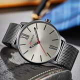 CURREN Luxury Brand Quartz Watch Men's Black Casual Business Stainless Steel Mesh band Quartz-Watch Fashion Thin Clock male - one46.com.au