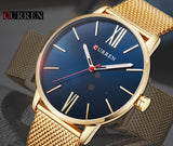 CURREN Luxury Brand Quartz Watch Men's Black Casual Business Stainless Steel Mesh band Quartz-Watch Fashion Thin Clock male - one46.com.au