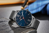 CURREN Luxury Brand Quartz Watch Men's Black Casual Business Stainless Steel Mesh band Quartz-Watch Fashion Thin Clock male - one46.com.au