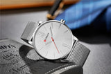 CURREN Luxury Brand Quartz Watch Men's Black Casual Business Stainless Steel Mesh band Quartz-Watch Fashion Thin Clock male - one46.com.au