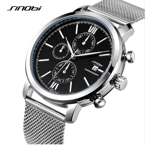 SINOBI Men's Watch Waterproof Sport Watch Men Watch Stainless Steel Wrist watches Clock saat relogio masculino erkek kol saati - one46.com.au