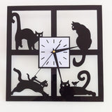 Black Cat 3D Crystal Mirror Wall Clock Quartz Clock Living Room Decorative Wall Clock Wall Sticker Home Decor 28 X 28cm - one46.com.au