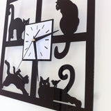 Black Cat 3D Crystal Mirror Wall Clock Quartz Clock Living Room Decorative Wall Clock Wall Sticker Home Decor 28 X 28cm - one46.com.au