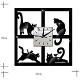 Black Cat 3D Crystal Mirror Wall Clock Quartz Clock Living Room Decorative Wall Clock Wall Sticker Home Decor 28 X 28cm - one46.com.au