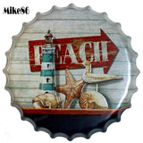 [ Mike86 ] BEACH SEA GULL Mediterranean Bottle Cap Wall Painting Retro Metal Tin sign Bar Home Party Plaque Decor 40 CM BG-33 - one46.com.au