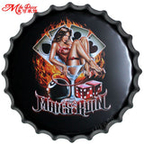 [ Mike86 ] Poker Sexy Lady Bottle Caps Metal Painting Vintage Souvenir Friend Gift Party Store Bar Craft Decor 40 CM BG-62 - one46.com.au