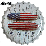 [ Mike86 ] WAVE Bottle Cap Iron Painting Vintage tin sign Pub Room Gift Party Store Wall Decor 40 CM BG-36 - one46.com.au