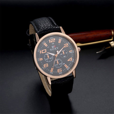 SOXY Brand Watch Fashion Cool Sport Watches Men Leather Quartz Watch Hombre Luxury Gold Wrist Watch Hour Clock relogio masculino - one46.com.au