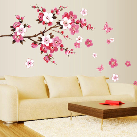 Cherry Blossom wall sticker DIY Poster Waterproof Background wall stickers for kids rooms Cafe Art Decals Home Decoration - one46.com.au