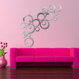 24 Pcs Circles Wall Stickers Mirror Style Removable Decal Vinyl Art Mural Wall Sticker Home Decoration - one46.com.au