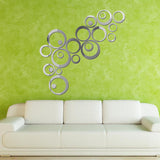 24 Pcs Circles Wall Stickers Mirror Style Removable Decal Vinyl Art Mural Wall Sticker Home Decoration - one46.com.au